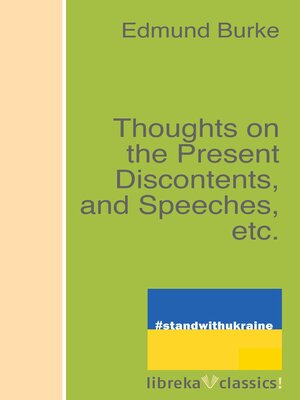 cover image of Thoughts on the Present Discontents, and Speeches, etc.